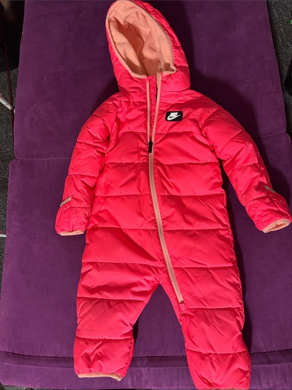 Nike Hot Pink Hooded Puffer One-Piece